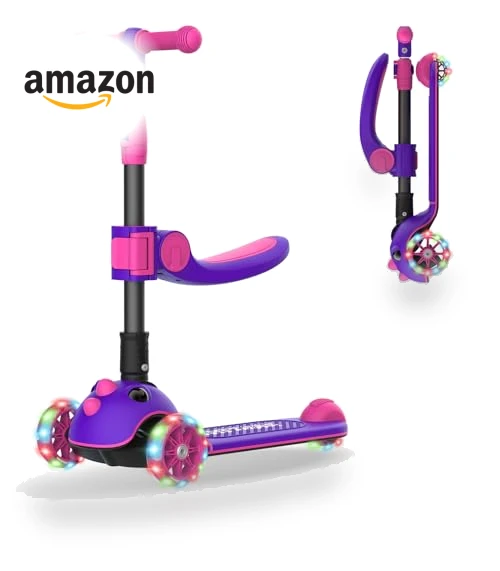 Folding Kick Scooter for Kids with Light-Up Wheels and Adjustable Handlebar — Push Scooters, Gotrax