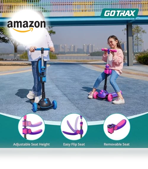 Folding Kick Scooter for Kids with Light-Up Wheels and Adjustable Handlebar — Push Scooters, Gotrax