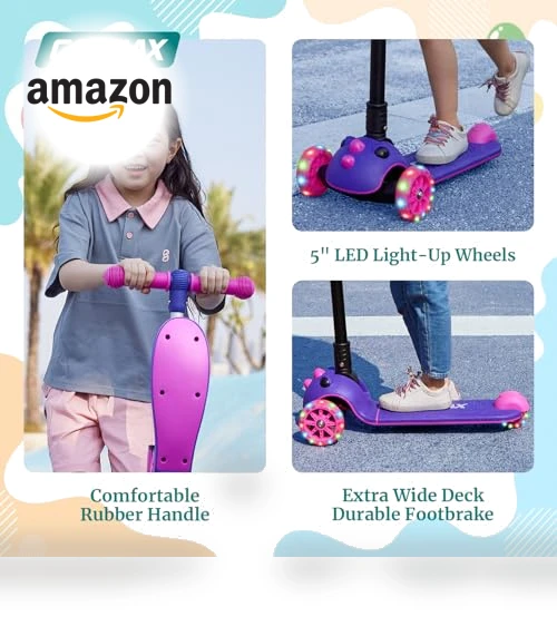 Folding Kick Scooter for Kids with Light-Up Wheels and Adjustable Handlebar — Push Scooters, Gotrax