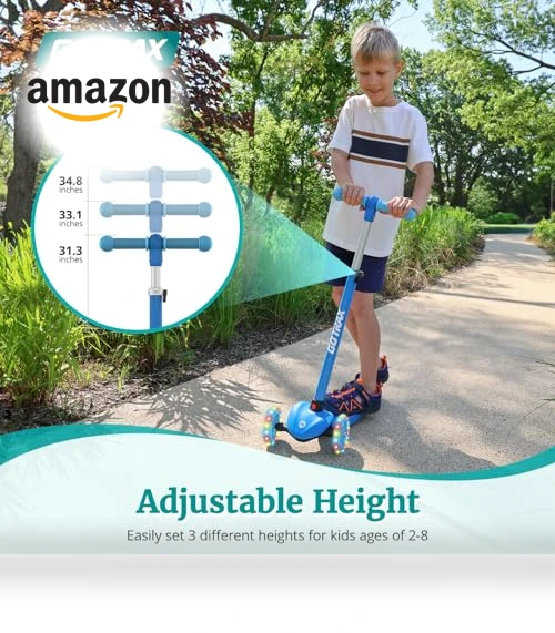 Kids Kick Scooter with LED Wheels and Adjustable Handlebars — Balance Bikes, Gotrax