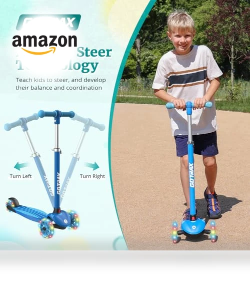 Kids Kick Scooter with LED Wheels and Adjustable Handlebars — Balance Bikes, Gotrax