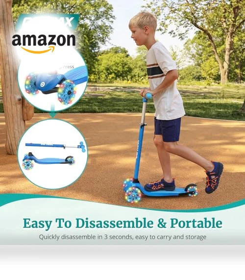 Kids Kick Scooter with LED Wheels and Adjustable Handlebars — Balance Bikes, Gotrax