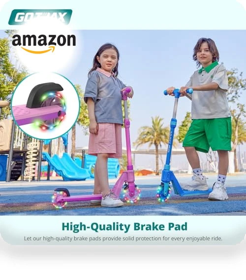 Kick Scooter for Kids with LED Lighted Wheels, Adjustable Handlebars — Push Scooters, Gotrax
