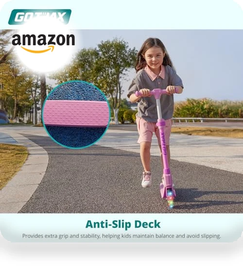 Kick Scooter for Kids with LED Lighted Wheels, Adjustable Handlebars — Push Scooters, Gotrax