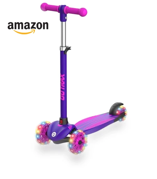 Kids Kick Scooter with LED Lighted Wheels and Adjustable Handlebars — Balance Bikes, Gotrax