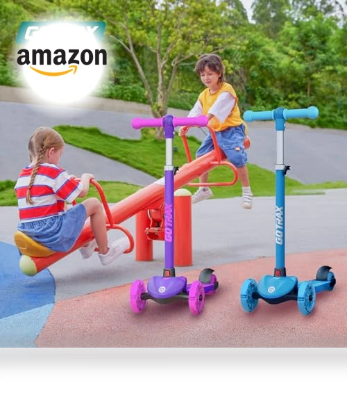 Kids Kick Scooter with LED Lighted Wheels and Adjustable Handlebars — Balance Bikes, Gotrax