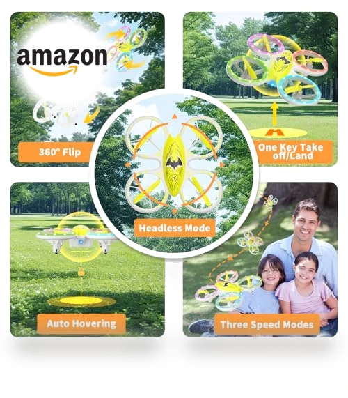 Easy to Use RC Quadcopter for Kids with Altitude Hold and LED Lights — Flying Toys, CYLION