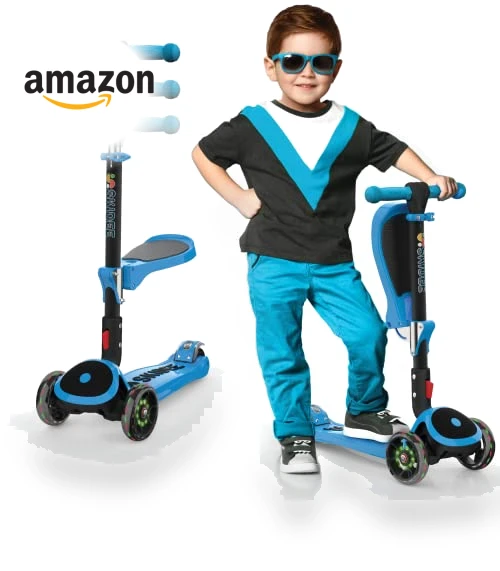 Adjustable Height Foldable Scooter with Removable Seat for Kids — Push Scooters, SKIDEE
