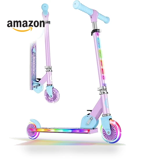 V2 Scooters for Kids with Light-Up Wheels & Adjustable Height, Foldable Kick Scooter for Children Ages 3-12 — Push Scooters, BELEEV