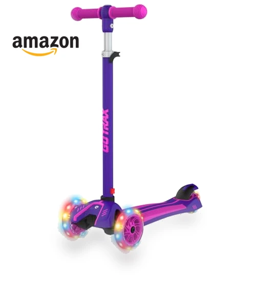 Kids Kick Scooter with LED Lighted Wheels and Adjustable Handlebars — Push Scooters, Gotrax