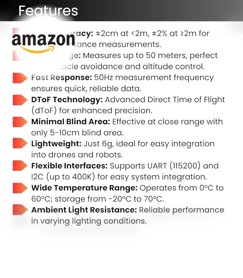 Laser Ranging Sensor for Drones & Robots, 50m Range, High-Precision, dToF Technology — Drones & UAV Technology, Shenzhen Ruijie Innovation Technology Co.,Ltd