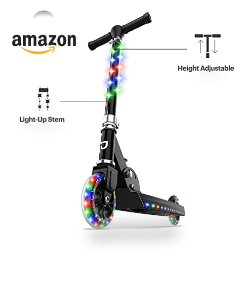 Light-Up Kick Scooter with Adjustable Handlebar and Rear Brake — Push Scooters, Jetson