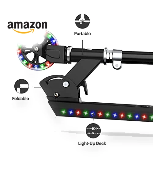 Light-Up Kick Scooter with Adjustable Handlebar and Rear Brake — Push Scooters, Jetson