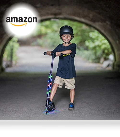 Light-Up Kick Scooter with Adjustable Handlebar and Rear Brake — Push Scooters, Jetson