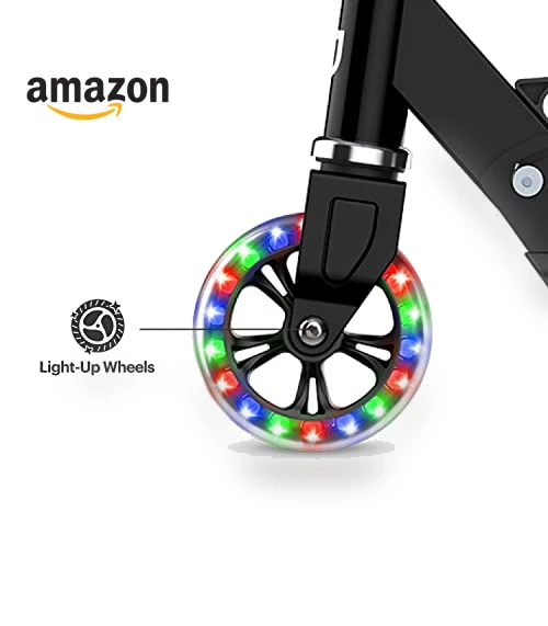 Light-Up Kick Scooter with Adjustable Handlebar and Rear Brake — Push Scooters, Jetson
