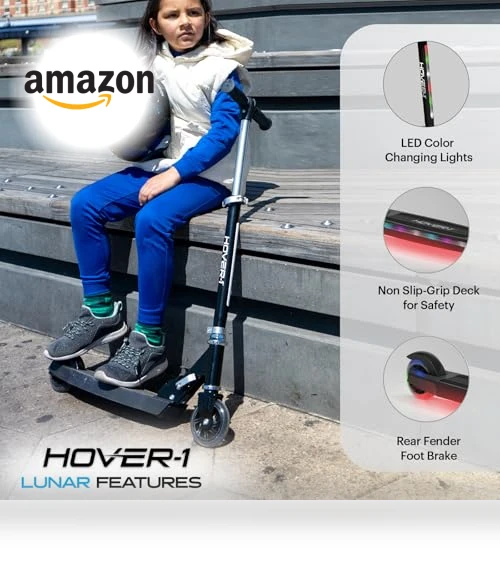 Kids Folding Kick Scooter with LED Light Up Wheels — Push Scooters, Hover-1