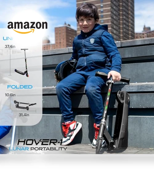Kids Folding Kick Scooter with LED Light Up Wheels — Push Scooters, Hover-1