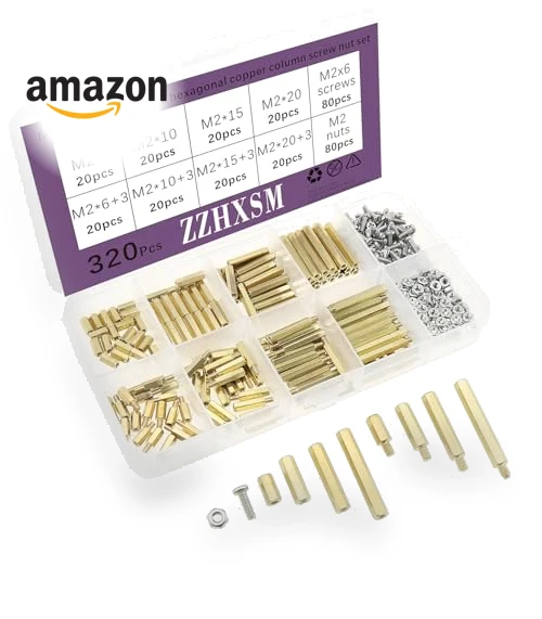 320PCS M2 Hexagonal Copper Post Screw and Nut Kit for PCB Motherboard — Assortment Sets, ZZHXSM