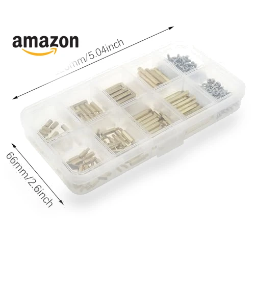 320PCS M2 Hexagonal Copper Post Screw and Nut Kit for PCB Motherboard — Assortment Sets, ZZHXSM