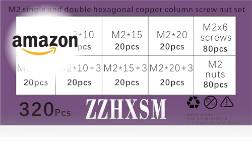 320PCS M2 Hexagonal Copper Post Screw and Nut Kit for PCB Motherboard — Assortment Sets, ZZHXSM