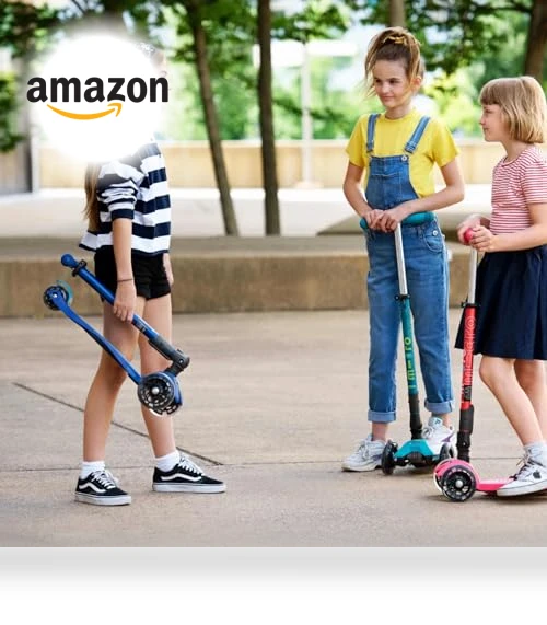 Maxi Deluxe Foldable LED Scooter for Kids with Light-Up Wheels — Push Scooters, Micro
