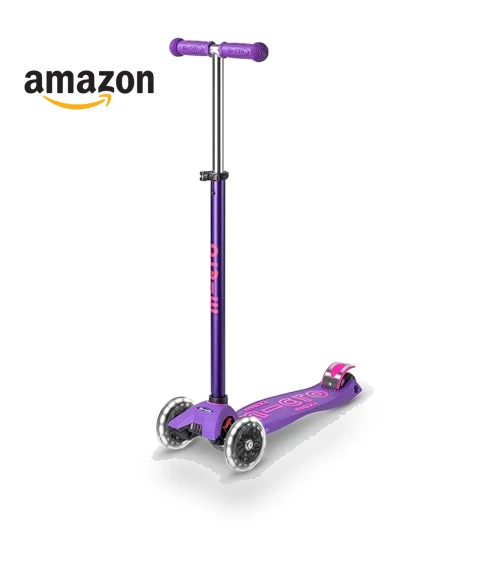 Maxi Deluxe LED Three-Wheeled Scooter with Light-Up Wheels for Kids — Balance Bikes, Micro