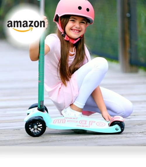 Maxi Deluxe LED Three-Wheeled Scooter with Light-Up Wheels for Kids — Balance Bikes, Micro