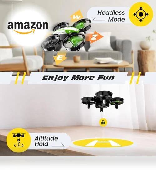Mini Drone for Kids and Beginners with Auto Hover, 3D Flips, 3 Batteries — Interactive Figures & Robots, Holy Stone