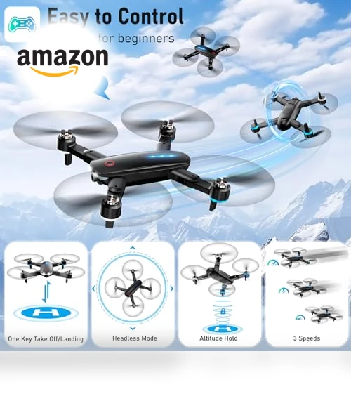 Mini Drone with 1080P HD FPV Camera, Brushless Motor, Foldable Design — Drones, ALTITACO