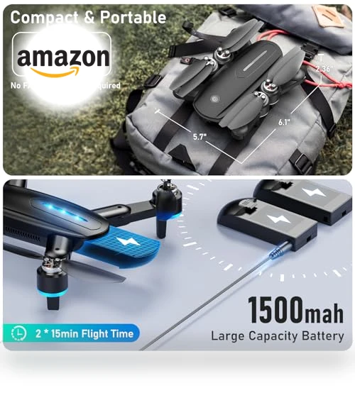 Mini Drone with 1080P HD FPV Camera, Brushless Motor, Foldable Design — Drones, ALTITACO