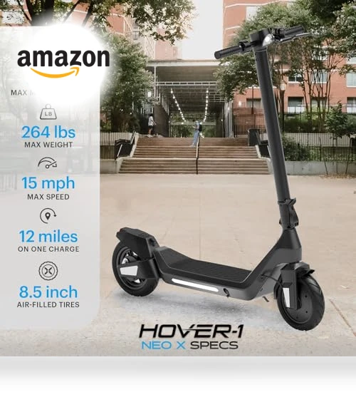 Foldable Electric Scooter with LED Display and Suspension — Electric Vehicles, Hover-1