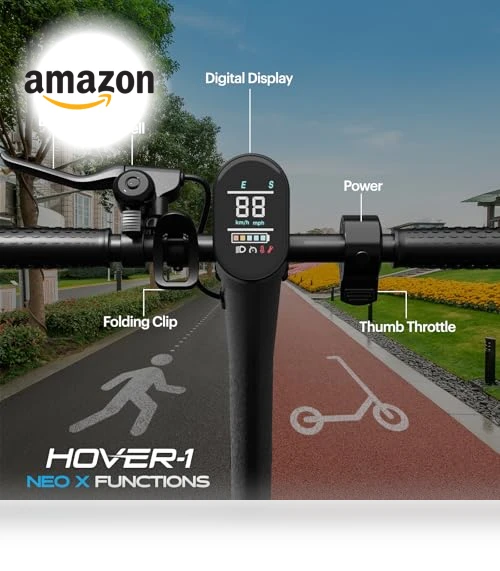 Foldable Electric Scooter with LED Display and Suspension — Electric Vehicles, Hover-1