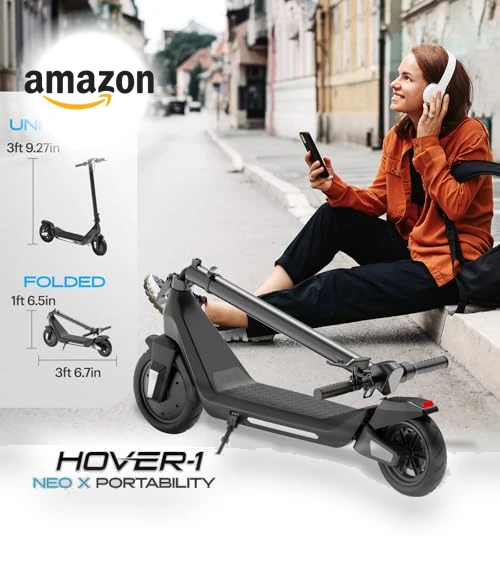 Foldable Electric Scooter with LED Display and Suspension — Electric Vehicles, Hover-1