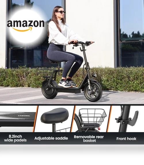Peak 1200W Electric Scooter with Seat, 30 Miles Range, 20MPH, Foldable Commuter Scooter — Electric Vehicles, Caroma