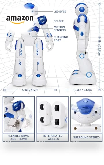 Gesture & Sensing Programmable Remote Control Smart Robot Toy for Kids — Interactive Figures & Robots, KingsDragon