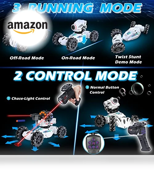 4 Head RC Tank Car with Nerf Bullets, Bubble, Spray, LED Light, Music — Toy Vehicles, VWAHNANA
