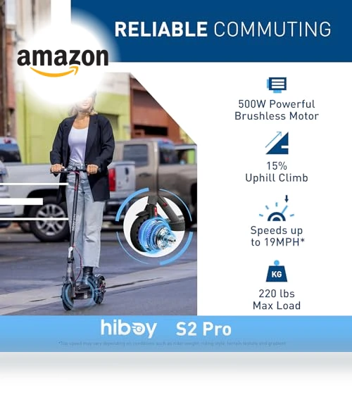 Electric Scooter for Adults, 500W Motor, 10" Solid Tires, 25-40.4 Miles Range — Electric Vehicles, Hiboy