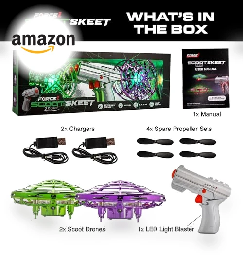 Scoot Skeet Mini Drone Electronic Shooting Game Set — Interactive Figures & Robots, Force1
