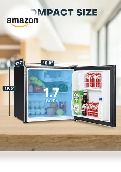 1.7 Cu.ft Mini Fridge with Freezer, Adjustable Thermostat, Energy Saving — Mini Fridges, Upstreman