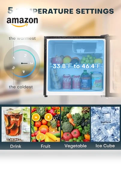 1.7 Cu.ft Mini Fridge with Freezer, Adjustable Thermostat, Energy Saving — Mini Fridges, Upstreman