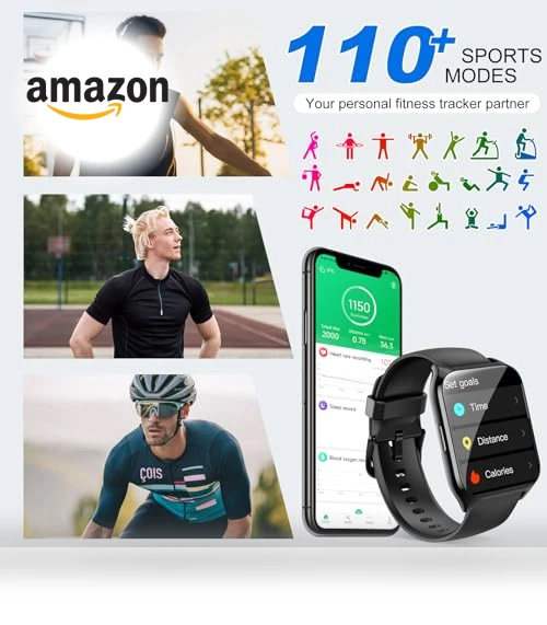 1.85" Smartwatch with Bluetooth Call, Fitness Tracker, Heart Rate Monitor — Smartwatches, DUSONLAP