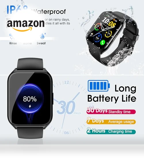 1.85" Smartwatch with Bluetooth Call, Fitness Tracker, Heart Rate Monitor — Smartwatches, DUSONLAP