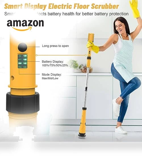 1200 RPM Battery Electric Spin Scrubber with 8 Brushes and Smart Display — Electric Facial Cleansers & Devices, qimedo