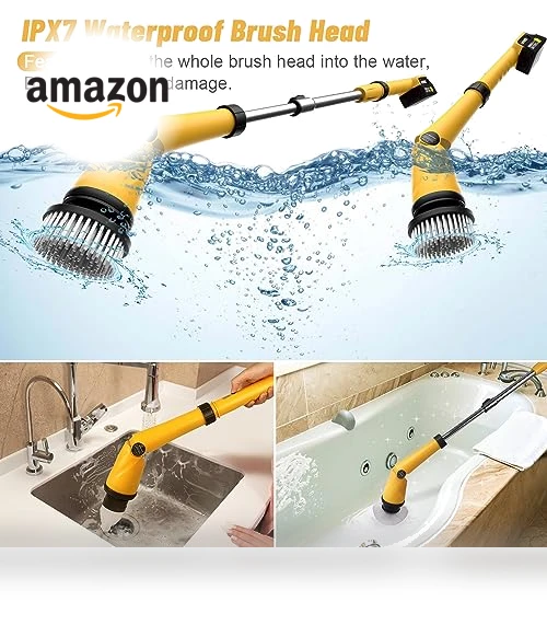 1200 RPM Battery Electric Spin Scrubber with 8 Brushes and Smart Display — Electric Facial Cleansers & Devices, qimedo