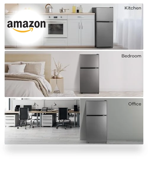 2.8 Cu.Ft Fridge with Freezer, 7 Settings Temperature Adjustable, Low Noise — Mini Fridges, BODIOO