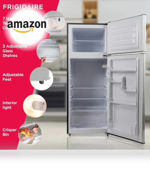 2 Door Apartment Size Refrigerator with Freezer, Retro Chrome Handle, 7.5 cu ft — Cooling Solutions, Frigidaire
