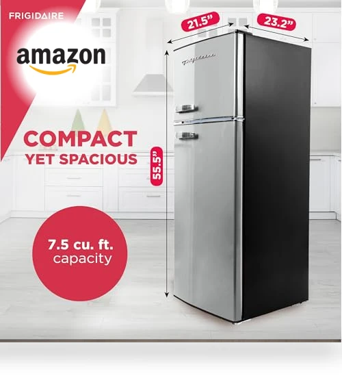2 Door Apartment Size Refrigerator with Freezer, Retro Chrome Handle, 7.5 cu ft — Cooling Solutions, Frigidaire