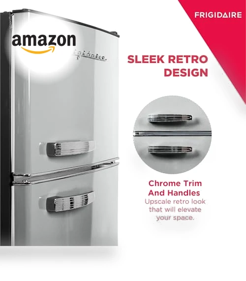 2 Door Apartment Size Refrigerator with Freezer, Retro Chrome Handle, 7.5 cu ft — Cooling Solutions, Frigidaire