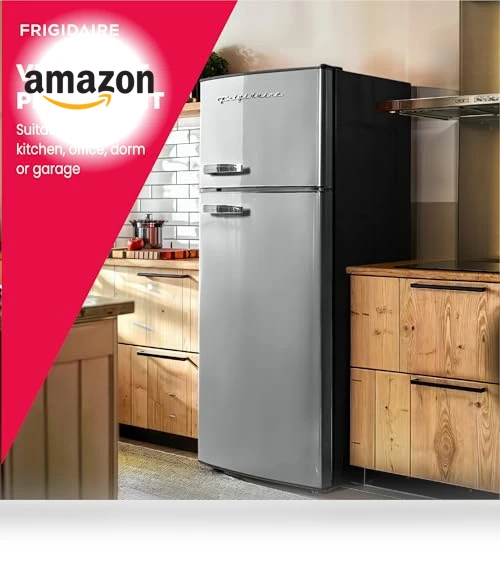2 Door Apartment Size Refrigerator with Freezer, Retro Chrome Handle, 7.5 cu ft — Cooling Solutions, Frigidaire
