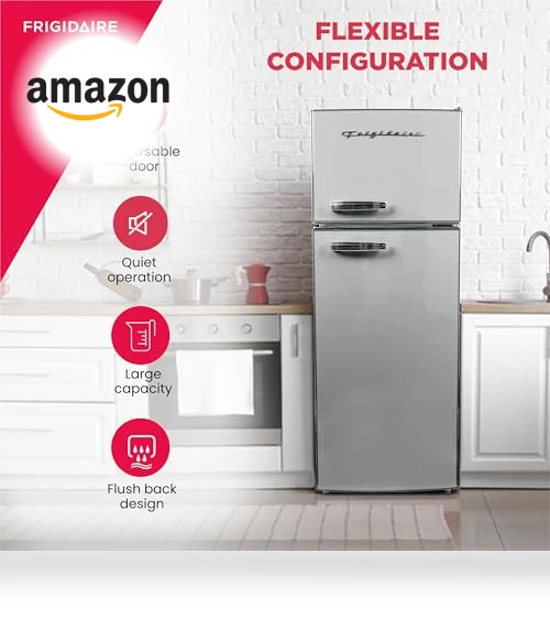 2 Door Apartment Size Refrigerator with Freezer, Retro Chrome Handle, 7.5 cu ft — Cooling Solutions, Frigidaire